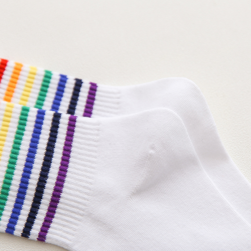 女袜ins潮中筒袜短袜吃色彩的袜子彩色eat rainbow socks彩虹袜