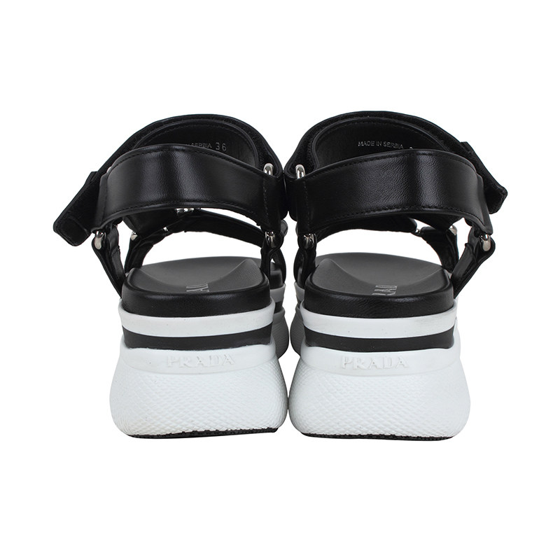 正品prada /普拉达黑色牛皮革女鞋 怀远海外时装凉鞋