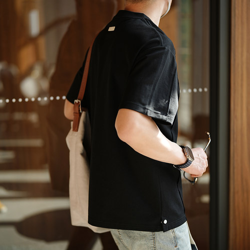 原创立体解构拼接设计圆领短袖T恤男夏季新款潮牌简约百搭半袖衫 - 图1