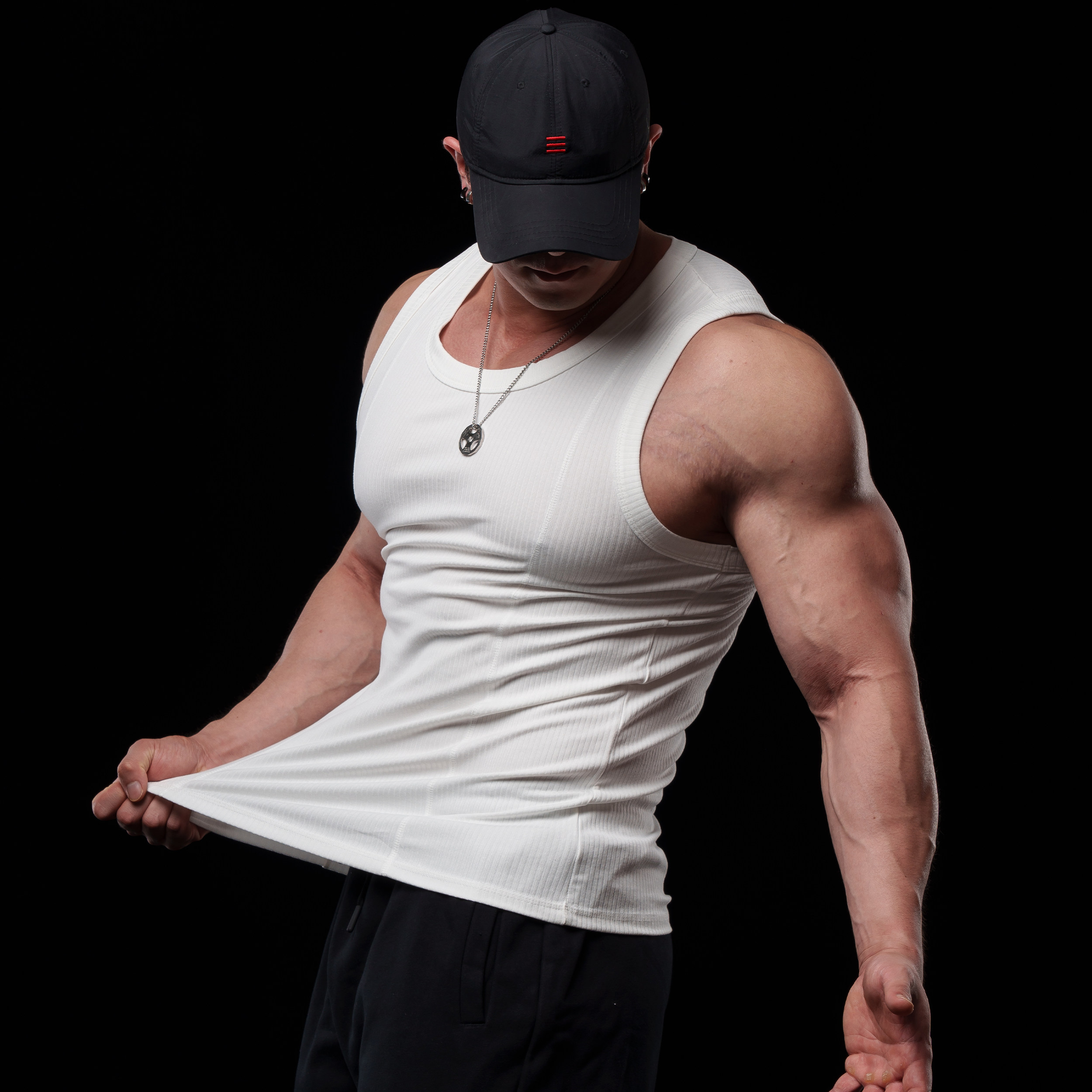 劳拉之星1526夏重磅310克坎肩背心男无袖拼接显大弹力运动健身T恤,淘宝优惠券,粉丝福利购,淘宝优惠卷