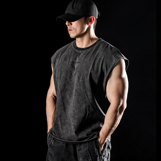 Laura Star 1572 fried snowflake retro vest sports men's fitness casual American training sleeveless