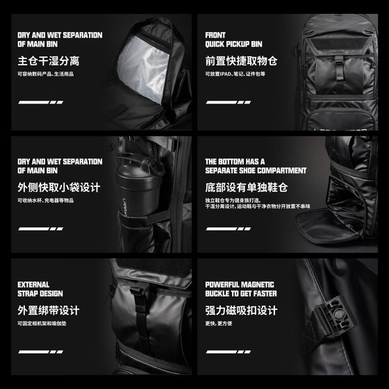 Laura Star 0025 Warrior Third Generation Black Warrior Sports Backpack Shoulder Fitness Motorcycle Large Capacity Outdoor Hiking