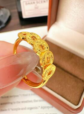 「轻金集」钱多多来财铜钱戒指新中式国潮碎碎冰五帝币时尚CNC