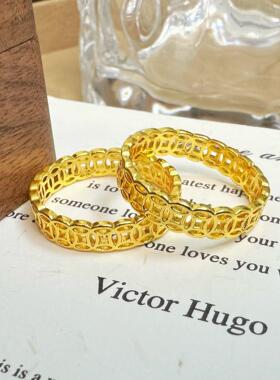 铜合金戒指 复古钱多多铜钱戒指女款高级感时尚轻奢素圈金币指环