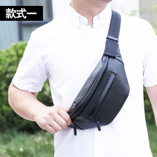 鸿岩袋鼠 Универсальная вместительная и большая поясная сумка, барсетка, кожаная сумка через плечо для отдыха, небольшая сумка, нагрудная сумка, из натуральной кожи