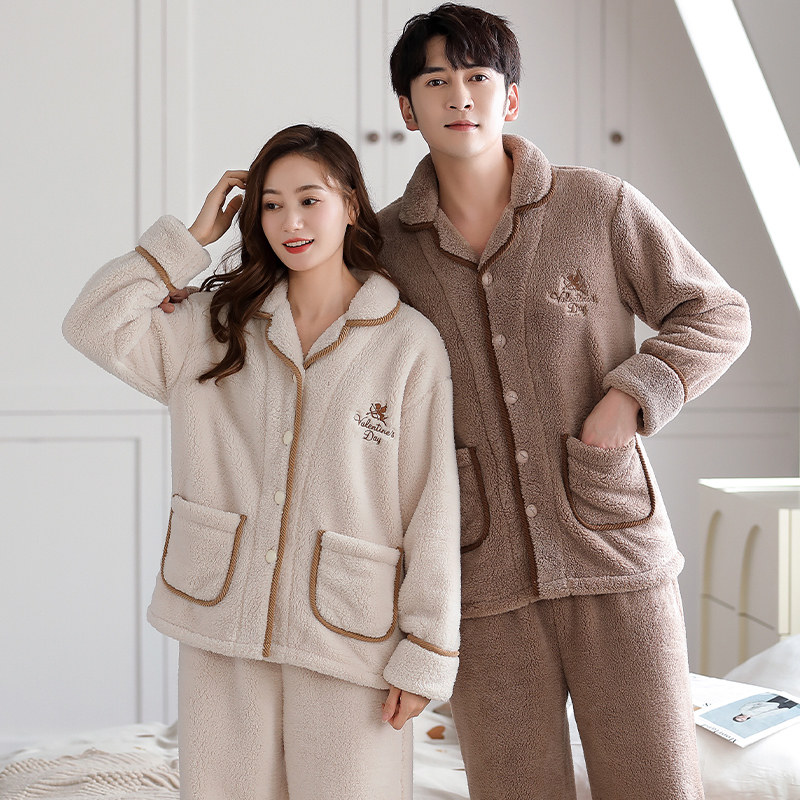 思馨坊珊瑚绒情侣睡衣女冬季加绒加厚法兰绒保暖男士家居服套装冬,淘宝优惠券,粉丝福利购,淘宝优惠卷