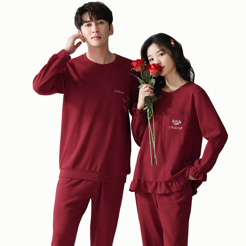 思馨坊纯棉情侣睡衣女春秋长袖套装男士结婚新婚红色秋冬款家居服,淘宝优惠券,粉丝福利购,淘宝优惠卷