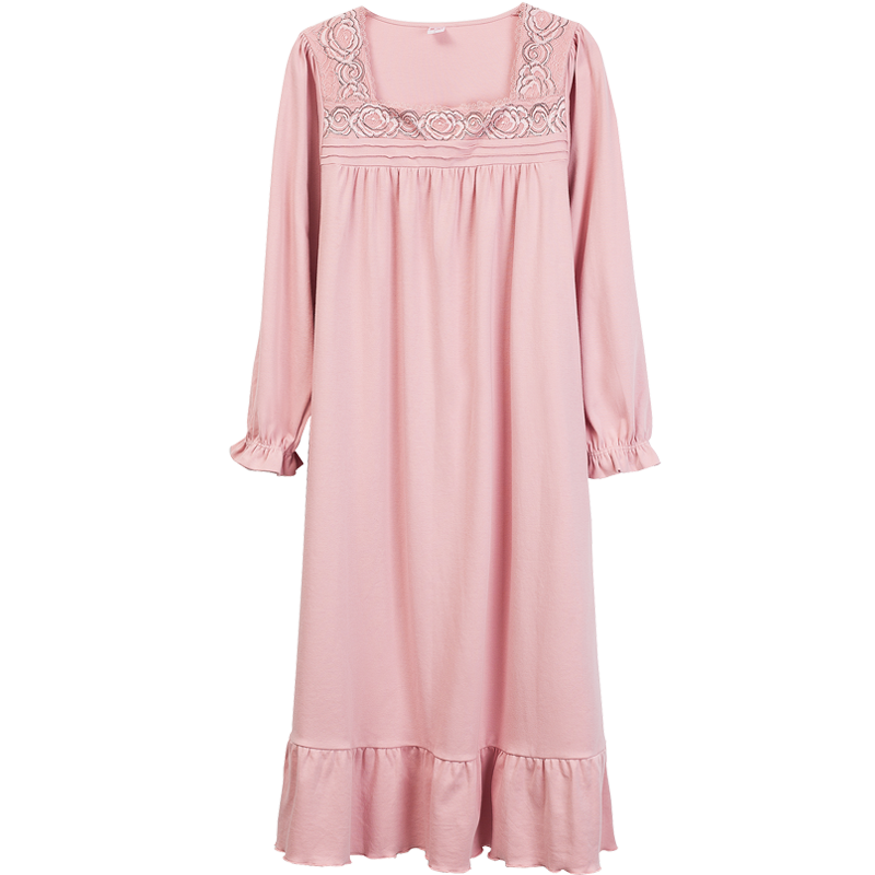 长袖大码长款裙胖妹妹纯棉宽松睡裙 华沃服饰睡裙