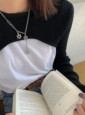 纯银六芒星时尚个性风韩版毛衣链