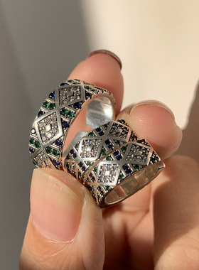 s925纯银天使之眼炫彩锆石戒指