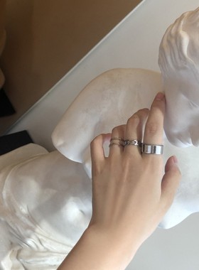 纯银个性小众风爱心蹦迪多层戒指