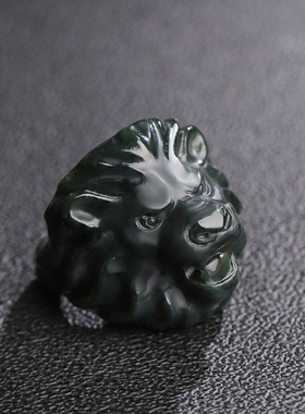 新疆和田玉黑青玉虎头扳指戒指