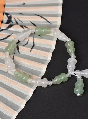 新疆和田玉金丝玉两色葫芦手串