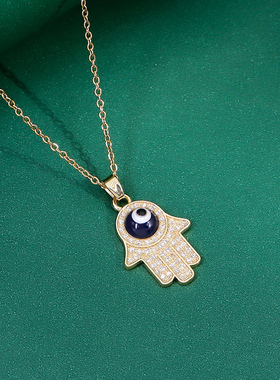 欧美复古法蒂玛之手吊坠嘻哈项链