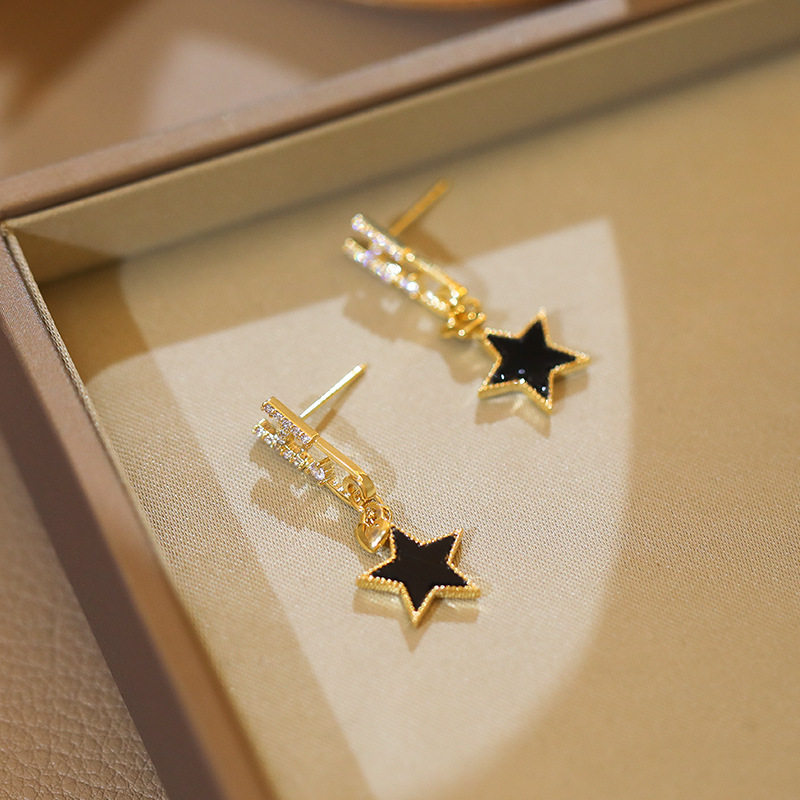 简约星星别针耳环新款耳坠时尚气质网红耳夹字母H耳钉女爆款耳饰,淘宝优惠券,粉丝福利购,淘宝优惠卷