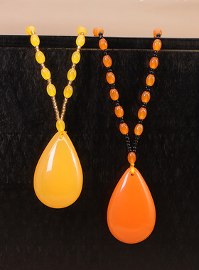 民族风蜜蜡项链水滴平安扣