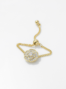 高级感镶钻花朵戒指女网红