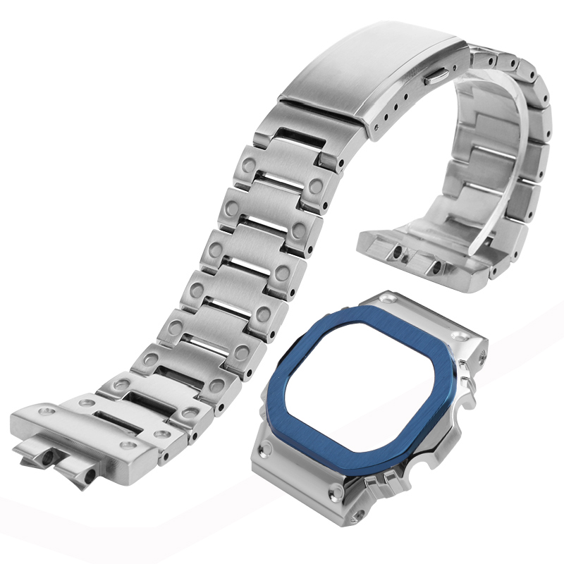 均思适配卡西欧G-SHOCK系列改装50周年纪念款GMW-B5000SS表带表壳GMW-B5000D-1 GMW-B5000GD-9不锈钢表链配件 - 图3