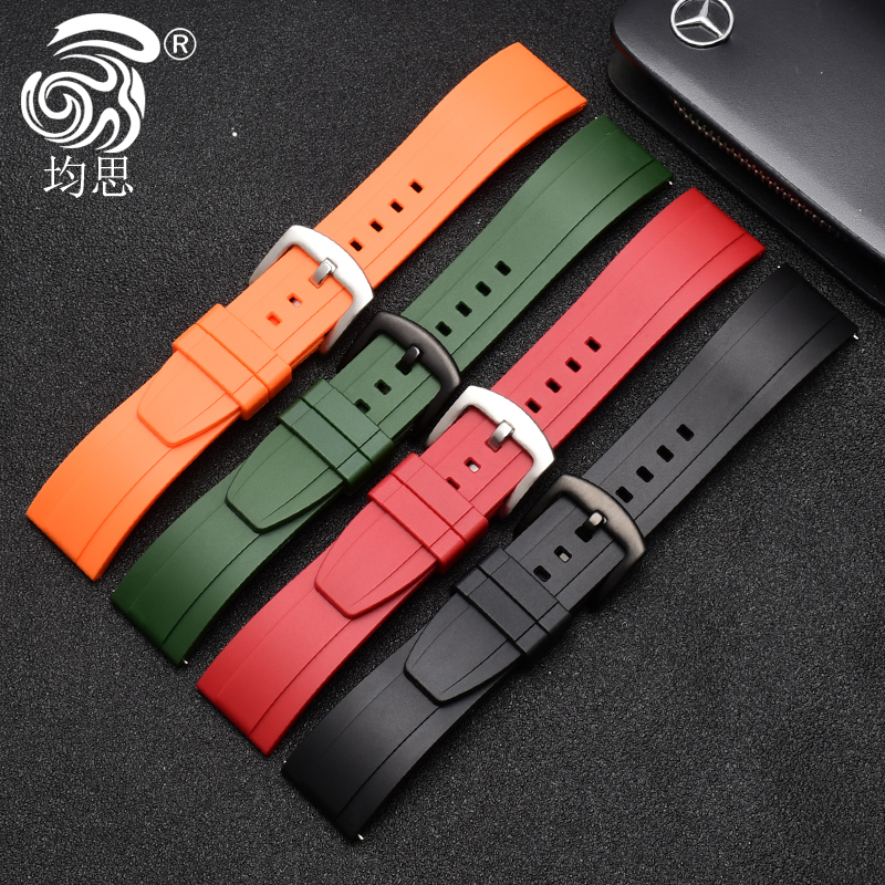 适配华为watch GT硅胶表带荣耀Magic/Dream智能手表替换腕带 Ticwatch S2/E2华米Amazfit黑色氟橡胶腕带表带_虎窝淘