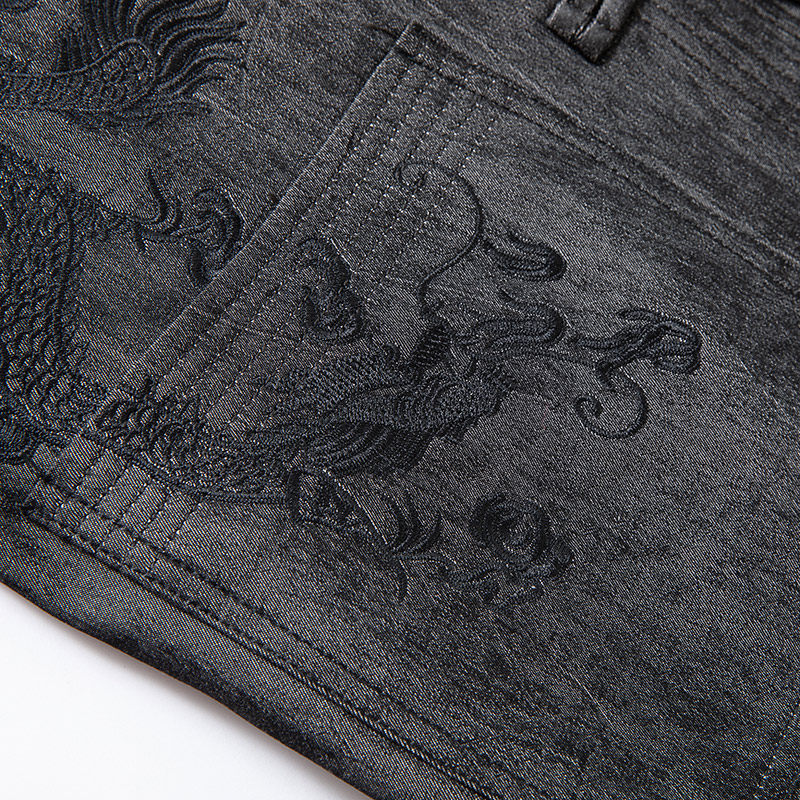 老人唐装男加绒加厚中式盘扣宽松 九鹿龙民族服装