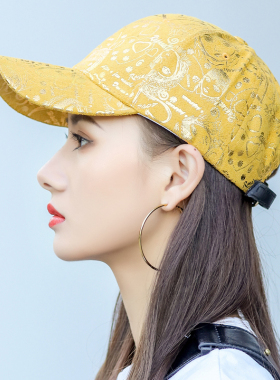 韩版潮牌四季印花黑色帽子