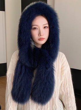超美的颜色狐狸毛风雪帽