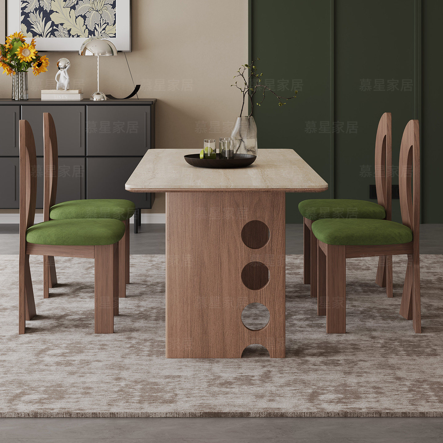 2025法式复古洞石岩板餐桌中古风德利丰原创家用岩板实木餐桌,淘宝优惠券,粉丝福利购,淘宝优惠卷