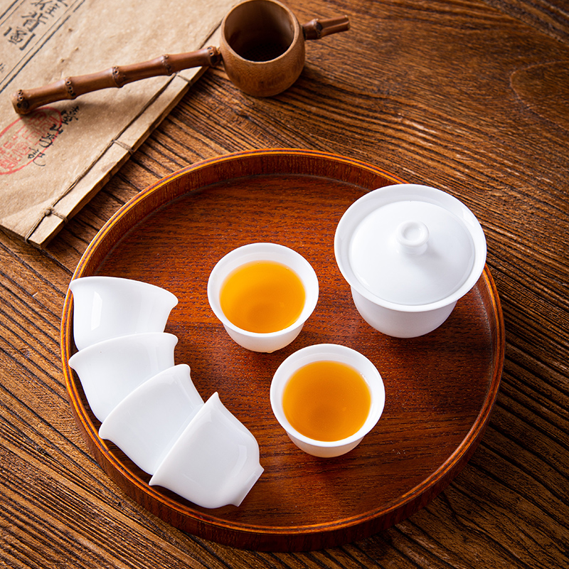 潮州小号羊脂玉陶瓷单个超小盖碗 茶碗纯色薄胎 家用白瓷功夫茶具 - 图2
