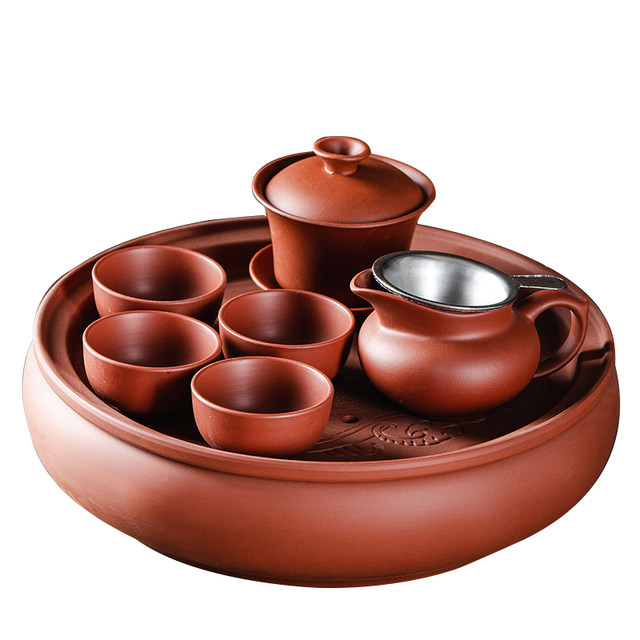 A complete set of Chaoshan traditional purple clay teapots