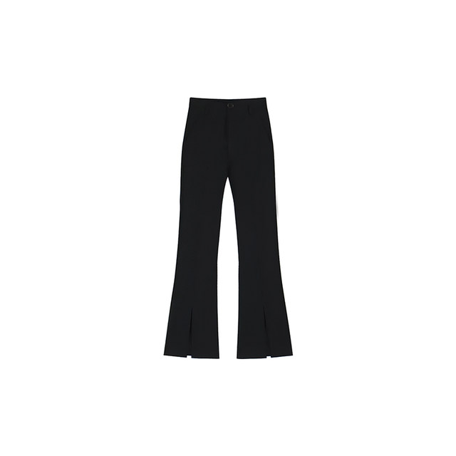 Big legs look long! Black slit suit pants~