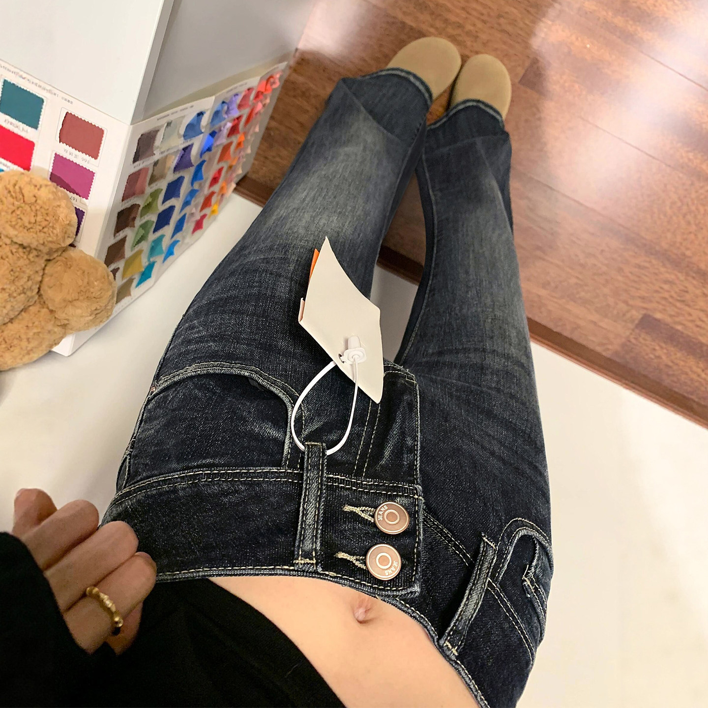 美式复古加绒加厚微喇牛仔裤女冬季新款胖妹妹mm高腰显瘦马蹄长裤,淘宝优惠券,粉丝福利购,淘宝优惠卷