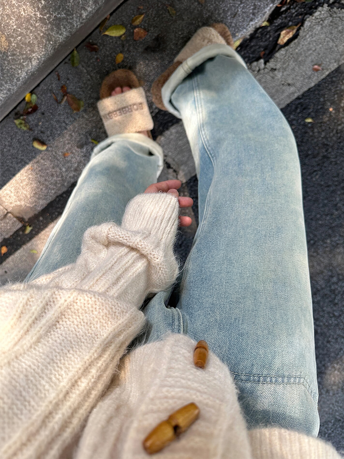 美式直筒牛仔裤女秋冬加绒胖妹妹mm梨型身材高腰宽松显瘦阔腿长裤