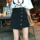 Big Size women's black short skirt A -line big sister mm loose high waist thin skirt pear -shaped skirt