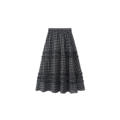 黑白格子半身裙女秋冬新款 胖妹妹mm高腰遮胯显瘦蛋糕a字大摆裙子