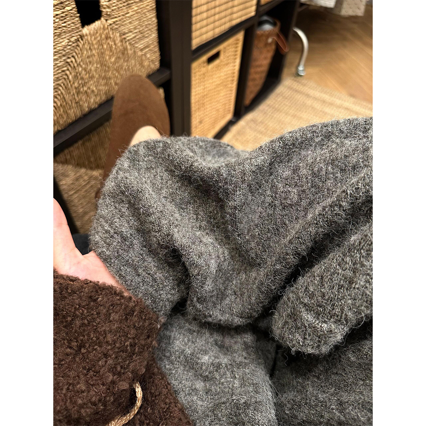 炭灰色加厚毛呢阔腿裤女秋冬新款胖妹妹mm高腰宽松显瘦直筒休闲裤,淘宝优惠券,粉丝福利购,淘宝优惠卷