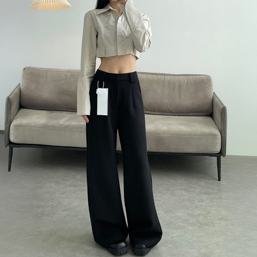 黑色阔腿西装裤女秋冬新款胖妹妹mm梨型身材高腰宽松显瘦休闲裤子 - 图2