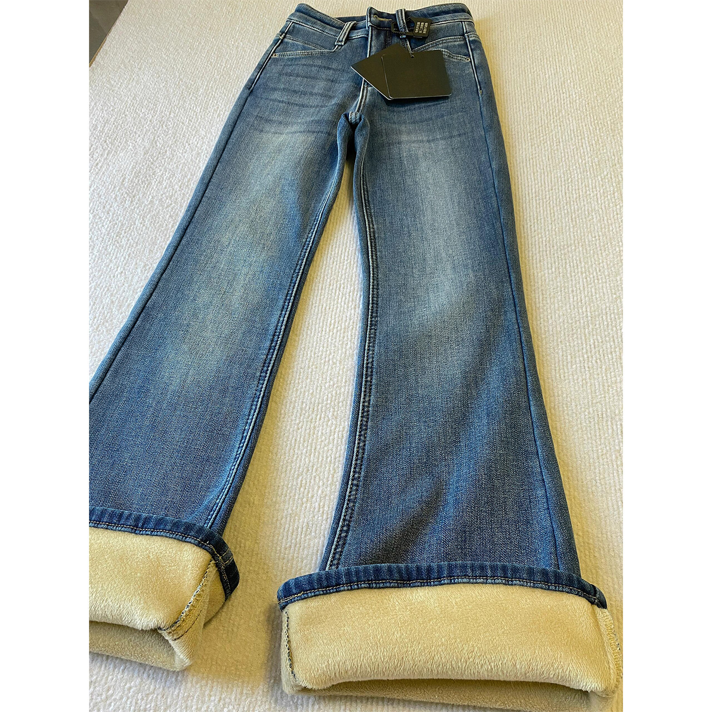 加绒加厚蓝色微喇牛仔裤女冬季新款胖妹妹mm高腰弹力显瘦喇叭裤子,淘宝优惠券,粉丝福利购,淘宝优惠卷