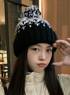 彩色保暖毛线帽女秋冬季可爱