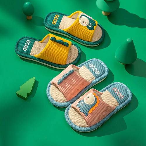 儿童亚麻拖鞋春秋男童室内家用防滑春季女童亲子男孩夏季棉麻家居 - 图2