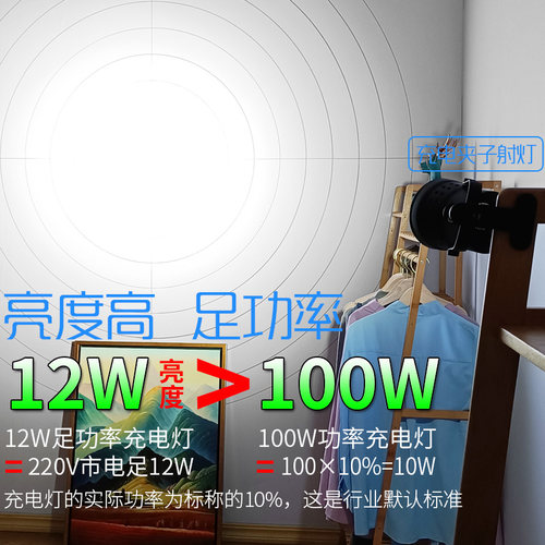 110V适用台湾长续航11小时充电夹子射灯高亮聚光LED夜市摆摊集市-图1