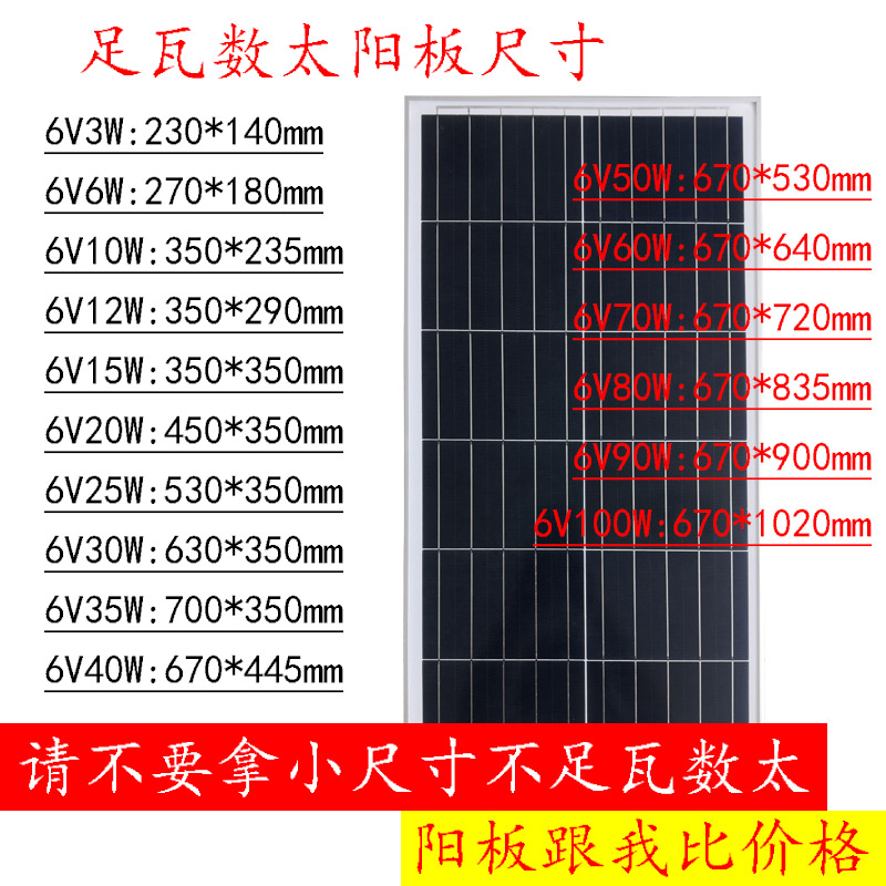 太阳能光伏板6V高效多晶硅发电板可充3.2V3.7V锂电池太阳能灯配件 - 图0