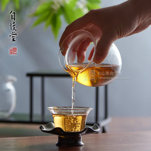 自慢堂无染金标无耳玻璃茶盅泡茶公道杯新款茶海高档分茶器单个 - 图1