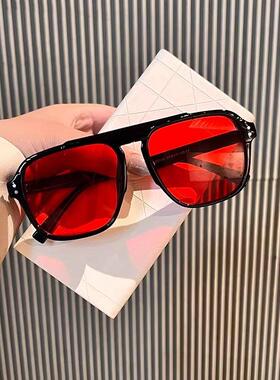 墨镜男士开车遮阳街拍时尚太阳眼镜女冬季方框大脸情侣街拍潮骑行