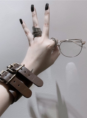 女韩国ins原宿风暗黑系表带手环