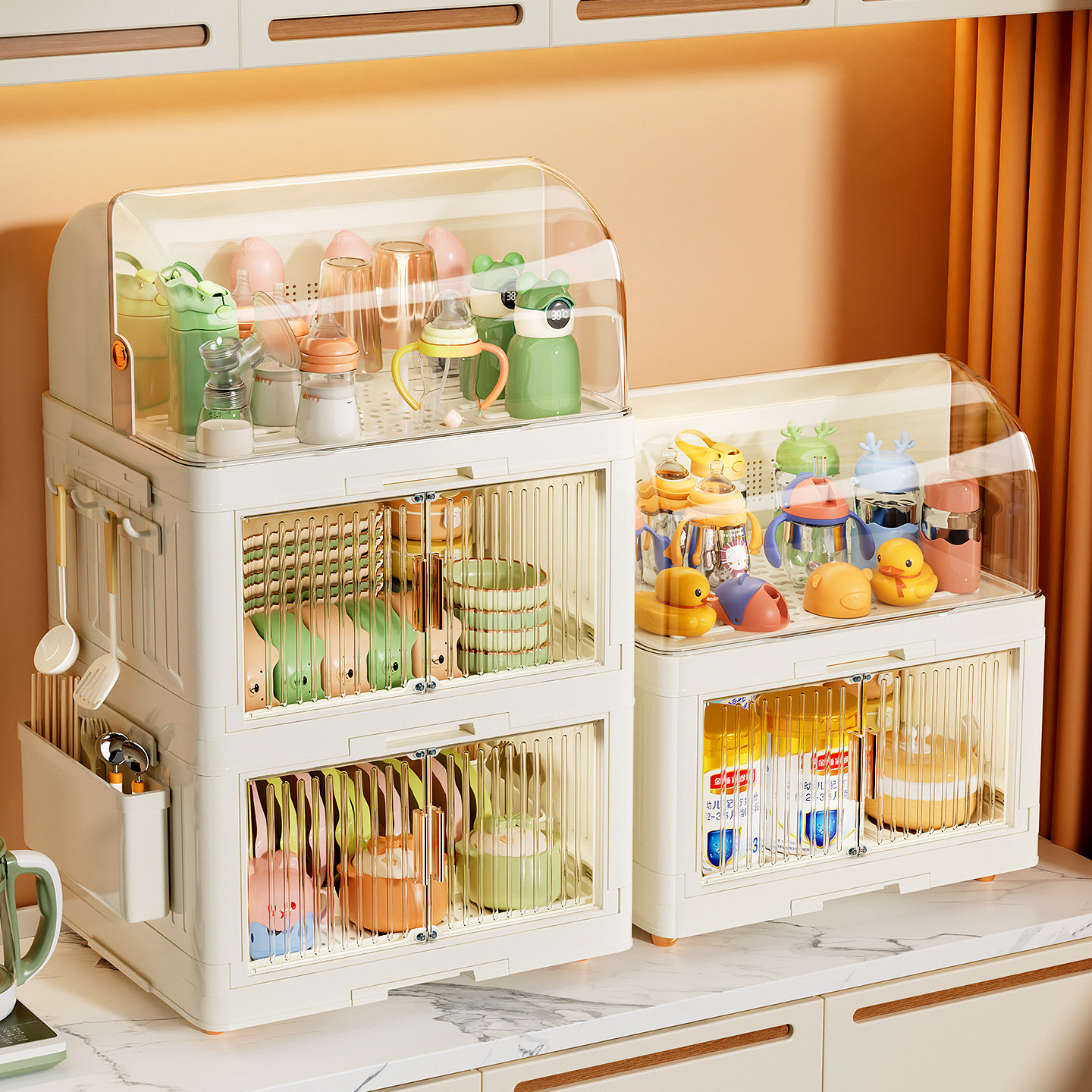 婴儿专用辅食收纳柜厨房碗碟筷盘子置物沥水架宝宝餐具奶瓶收纳盒,淘宝优惠券,粉丝福利购,淘宝优惠卷