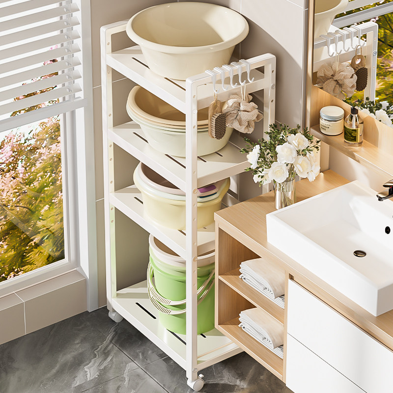 夹缝脸盆置物架浴室洗漱台旁落地洗衣液架子卫生间多功能收纳架,淘宝优惠券,粉丝福利购,淘宝优惠卷