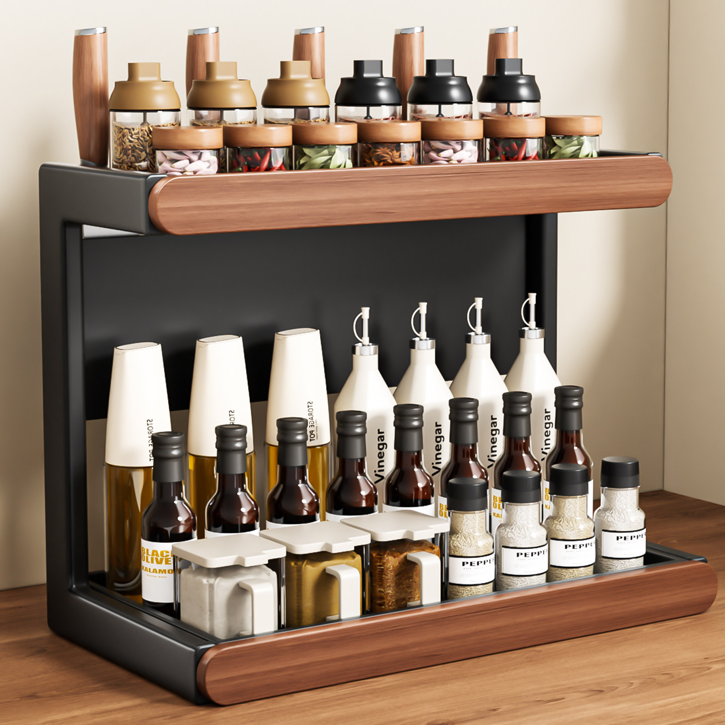 中古风厨房调料品置物架多层台面多功能调料瓶罐放油盐酱醋收纳架,淘宝优惠券,粉丝福利购,淘宝优惠卷