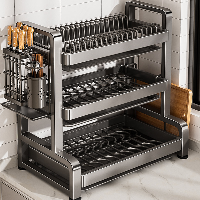 碗碟收纳架厨房台面置物架沥水碗架子家用餐具多功能放碗盘筷子柜,淘宝优惠券,粉丝福利购,淘宝优惠卷