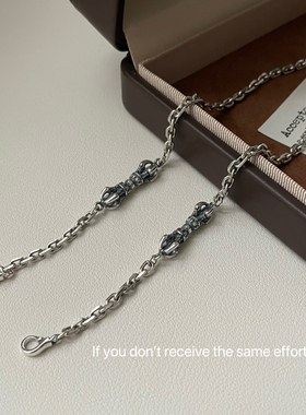 S925纯银金刚杵双扣太角链复古潮流金刚杵链60cm 国潮大气 时尚