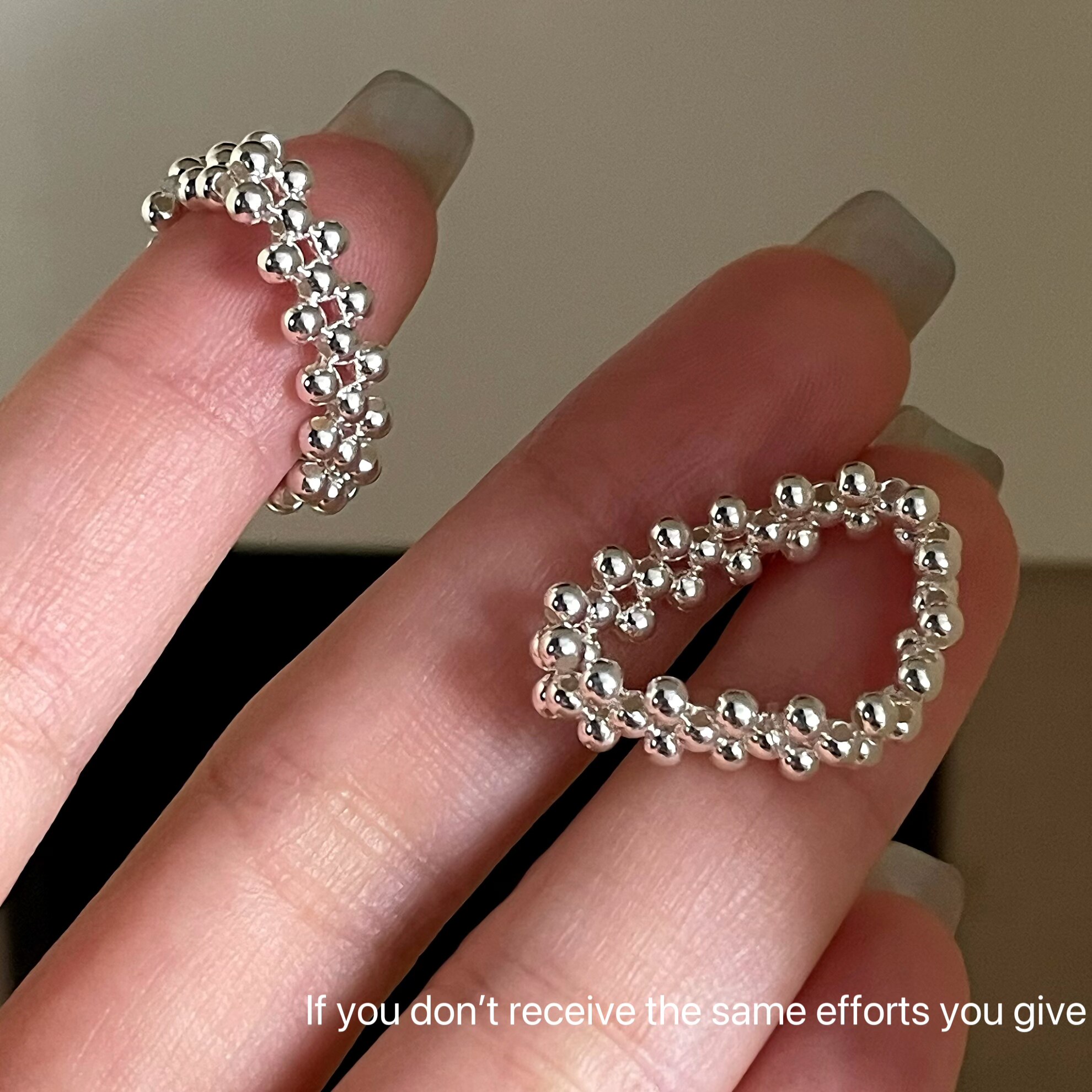 S925 sterling silver silver bead braided ring Korean style minimalist style high-end temperament versatile exquisite niche design